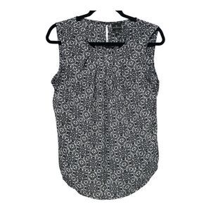 Worthington Womens Black,White & tan Stretch paisley print Sleeveless Pullover